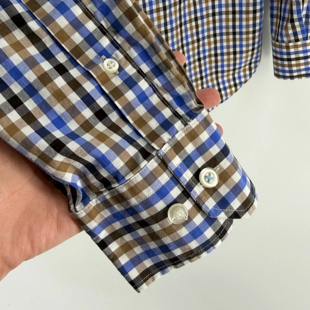 Banana Republic Supima Cotton Grant Fit Check Plaid Button-Up Shirt, Men's Large